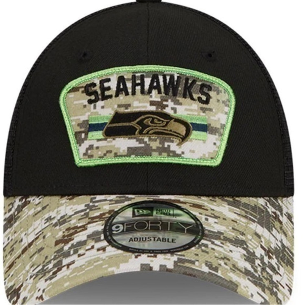 Seattle Seahawks New Era 2021 Salute‎ To Service Trucker 9FORTY Snapback Hat NEW